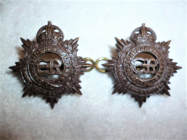 A rare Edward VIII Royal Army Service Corps Bronze Collar Badge Pair